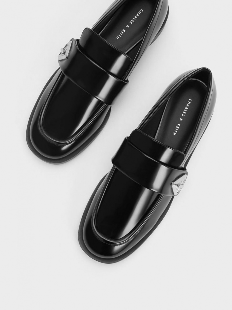 Mocasini Charles & Keith Trice Metallic Accent Negrii | 218WGRLEP
