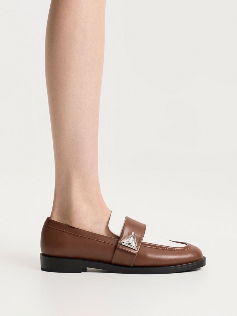 Mocasini Charles & Keith Trice Two-Tone Metallic Accent Maro | 529BLAICX