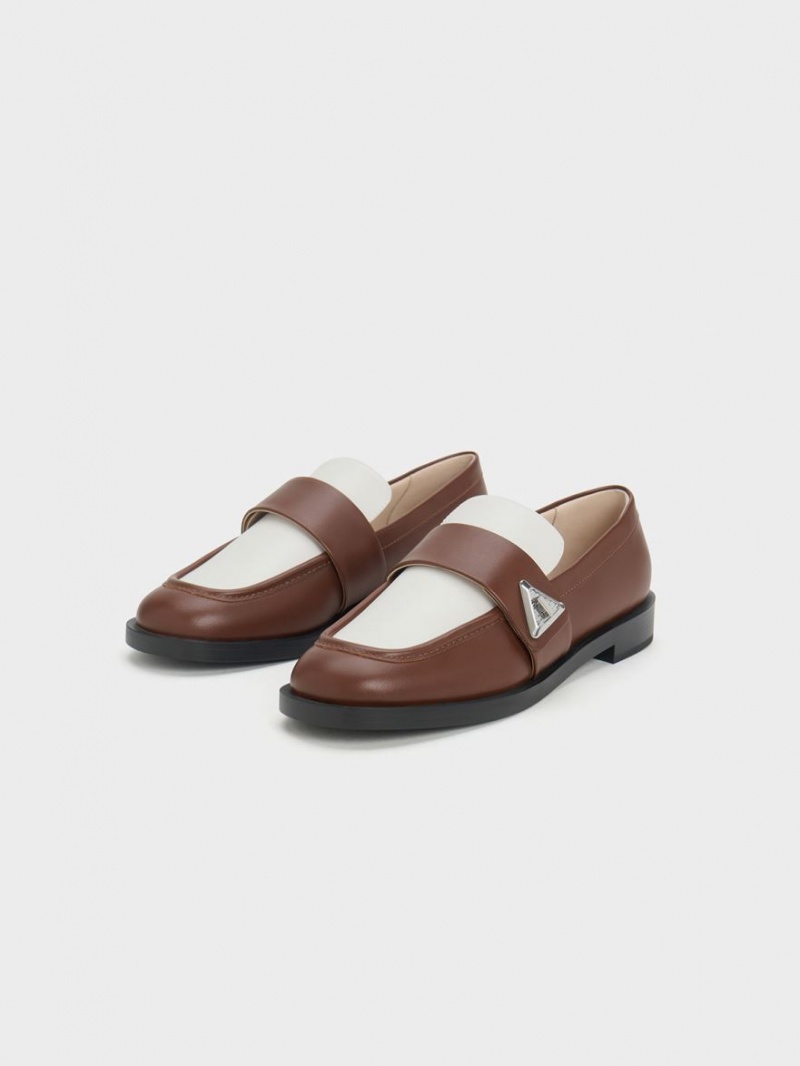 Mocasini Charles & Keith Trice Two-Tone Metallic Accent Maro | 529BLAICX