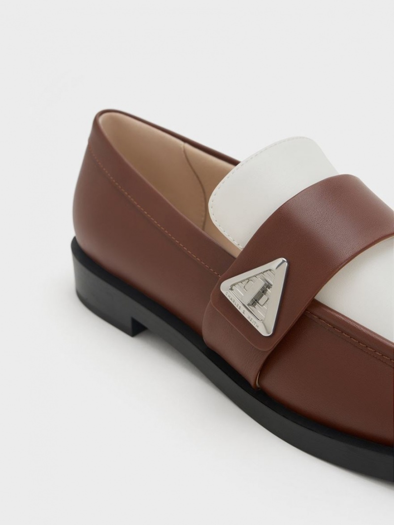 Mocasini Charles & Keith Trice Two-Tone Metallic Accent Maro | 529BLAICX