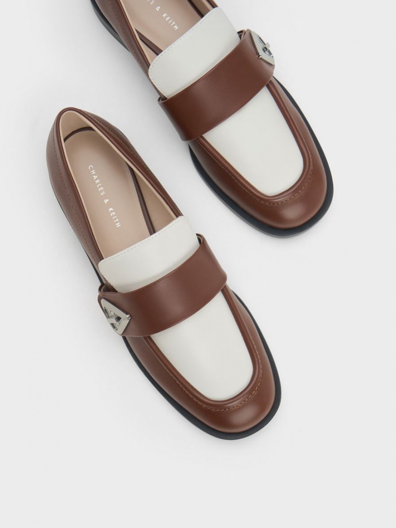 Mocasini Charles & Keith Trice Two-Tone Metallic Accent Maro | 529BLAICX
