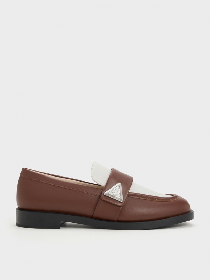 Mocasini Charles & Keith Trice Two-Tone Metallic Accent Maro | 529BLAICX