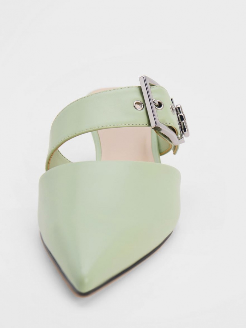 Mules Charles & Keith Asymmetric Cu Catarama Toc Verde Menta | 247SGAWPM