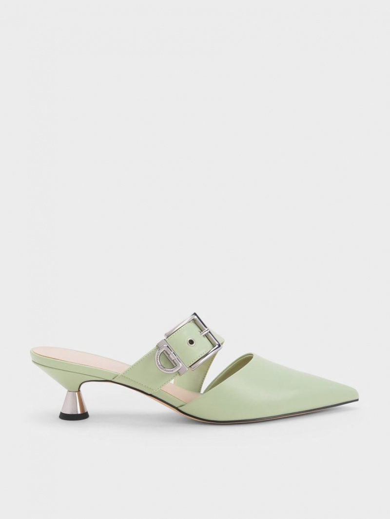 Mules Charles & Keith Asymmetric Cu Catarama Toc Verde Menta | 247SGAWPM