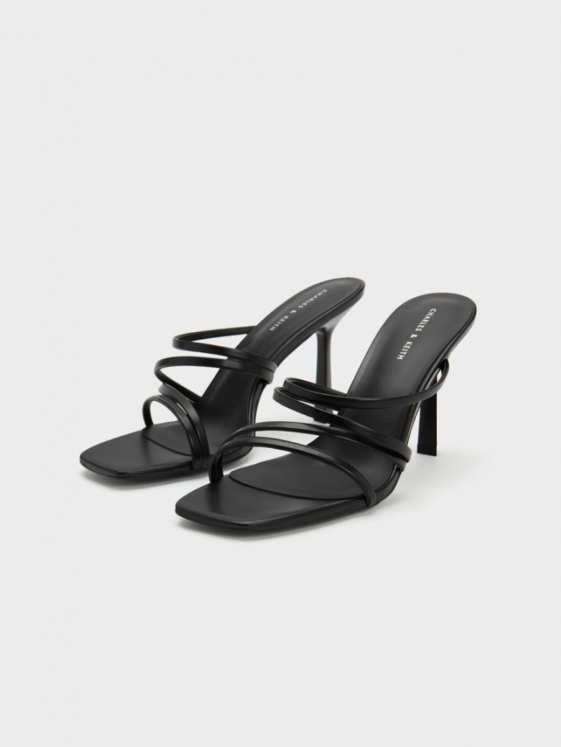 Mules Charles & Keith Asymmetric Square-Bombeu Toc Negrii | 724SLZIFP