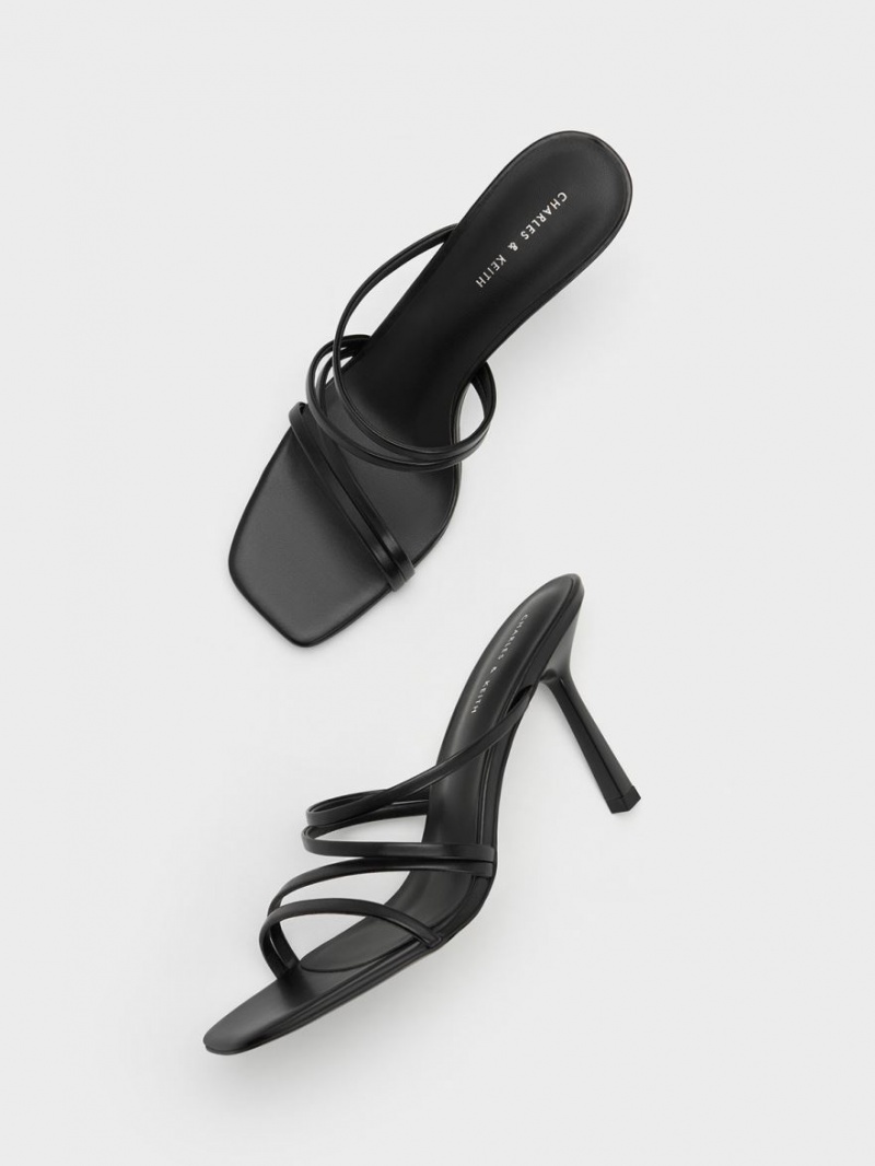 Mules Charles & Keith Asymmetric Square-Bombeu Toc Negrii | 724SLZIFP
