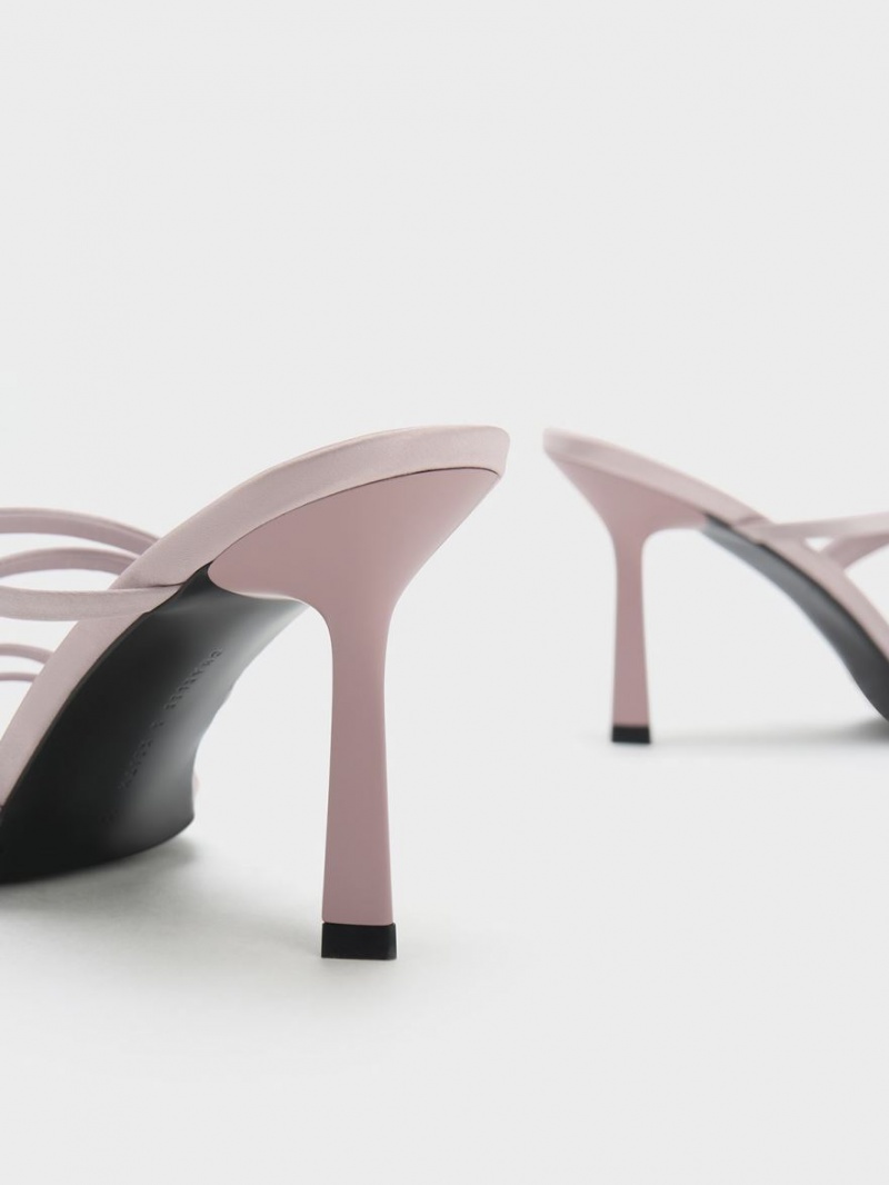 Mules Charles & Keith Asymmetric Square-Bombeu Toc Violet | 651LHYDKX