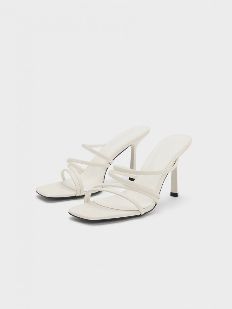 Mules Charles & Keith Asymmetric Square-Bombeu Toc Albi | 134DNJCIB