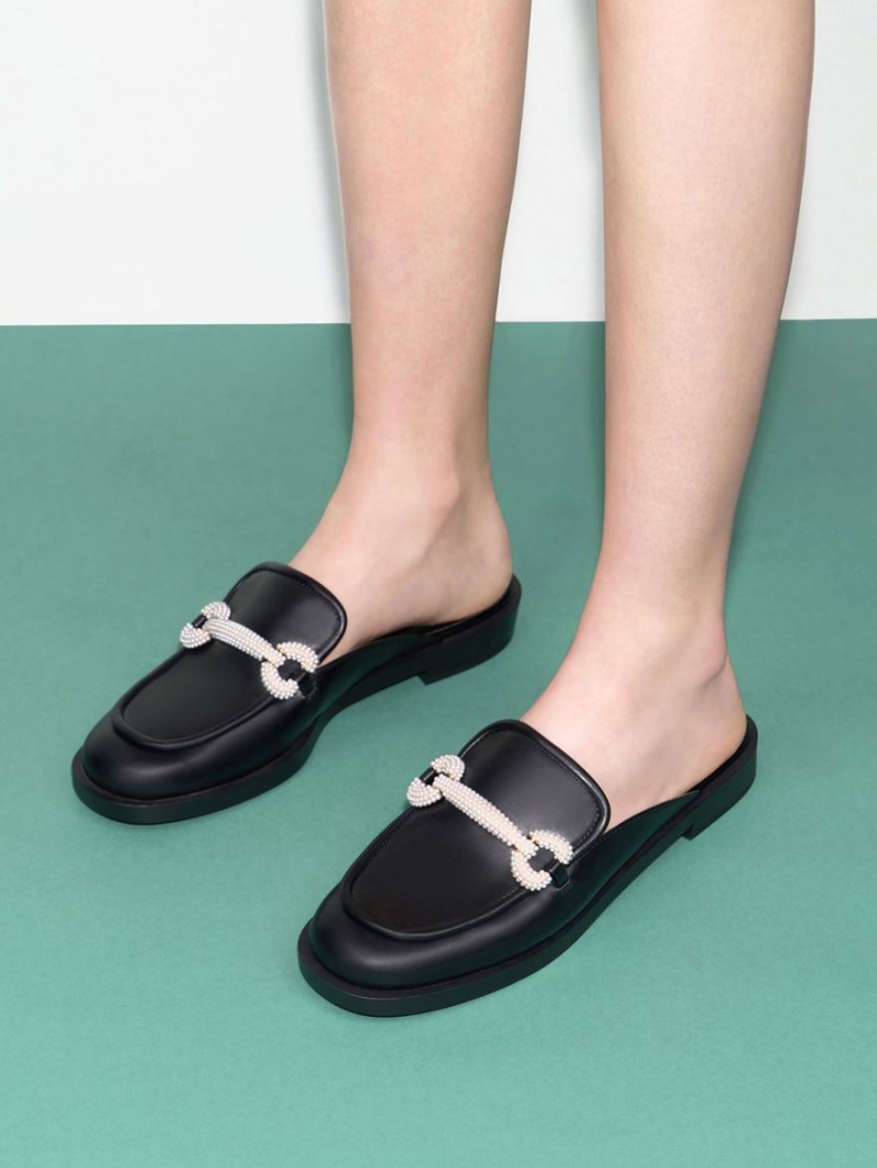 Mules Charles & Keith Beaded Accent Loafer Negrii | 194MRPTNF