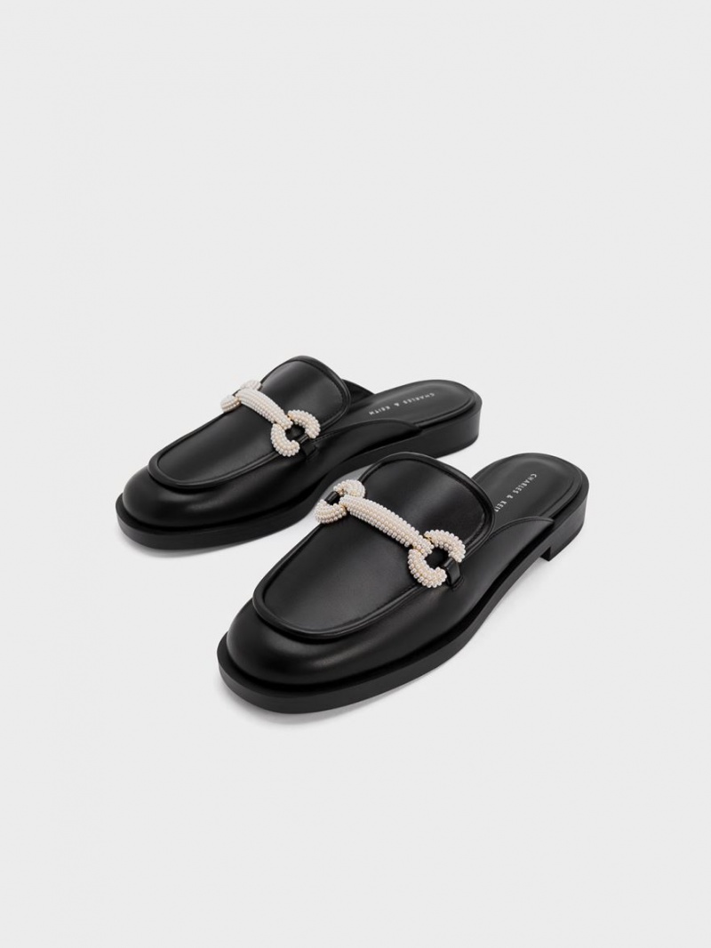 Mules Charles & Keith Beaded Accent Loafer Negrii | 194MRPTNF