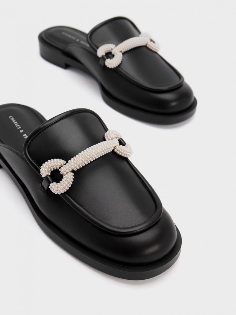 Mules Charles & Keith Beaded Accent Loafer Negrii | 194MRPTNF