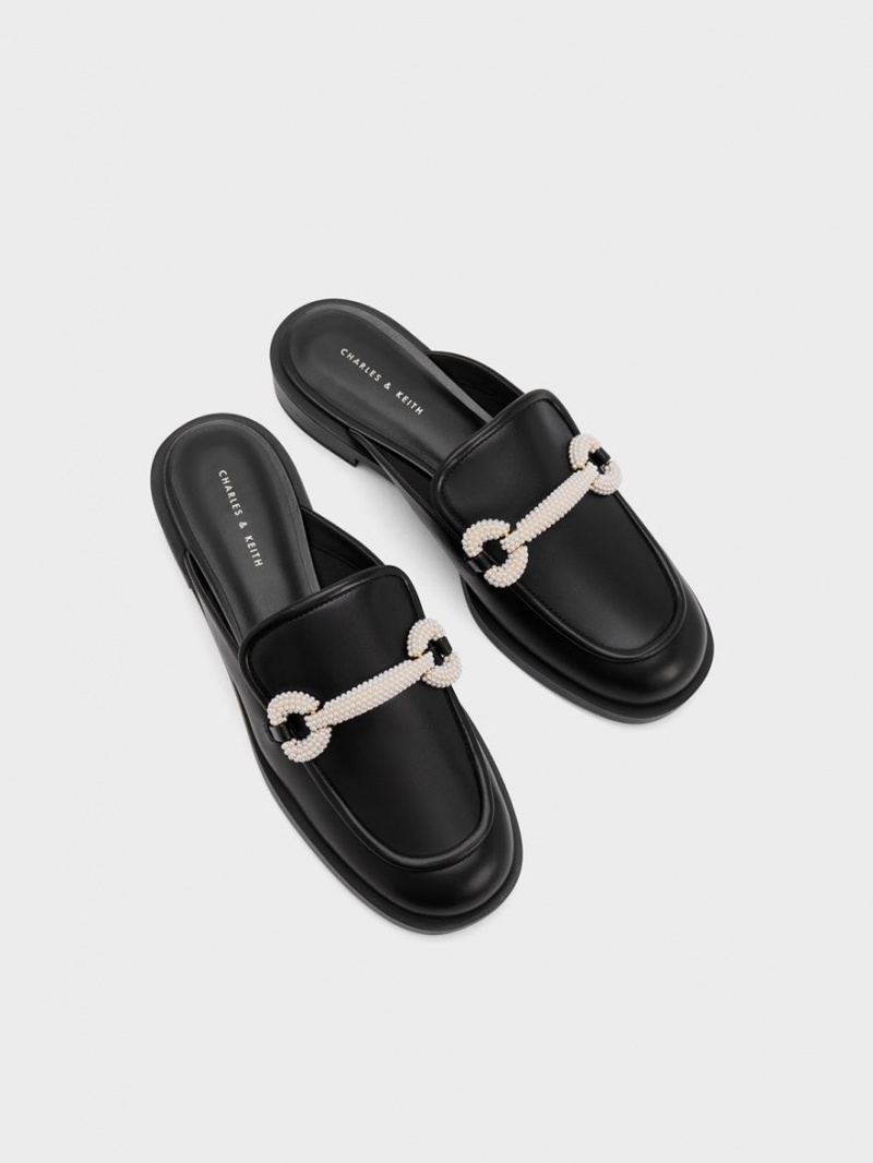 Mules Charles & Keith Beaded Accent Loafer Negrii | 194MRPTNF