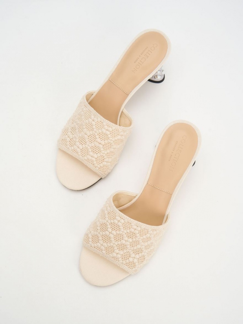 Mules Charles & Keith Beaded Heel Crochet Albi | 473TBHJRK