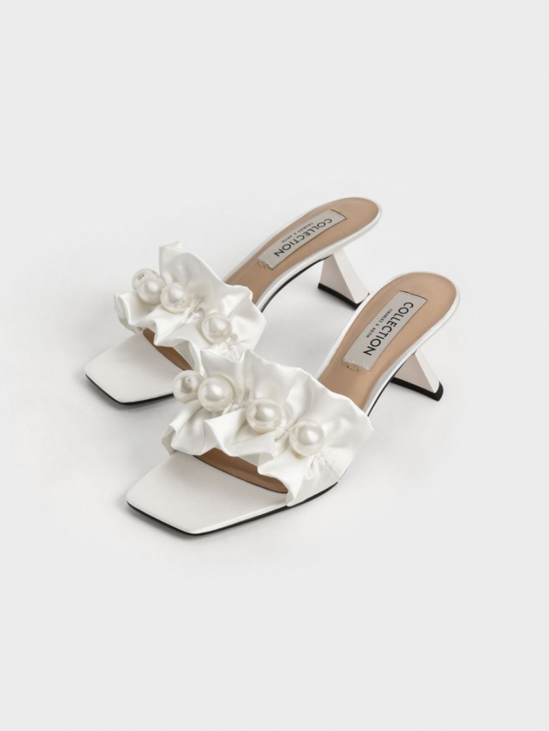 Mules Charles & Keith Blythe Bead-Embellished Satin Albi | 301UETMYS