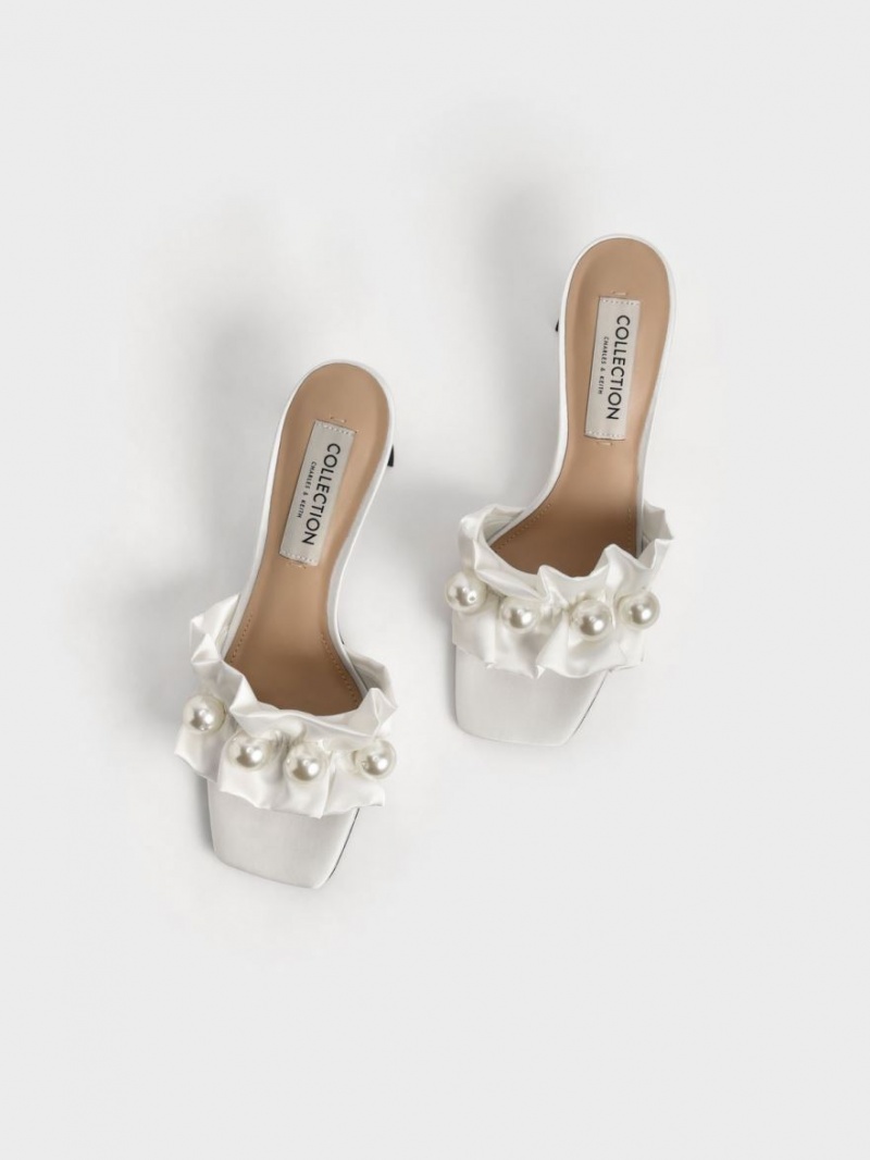 Mules Charles & Keith Blythe Bead-Embellished Satin Albi | 301UETMYS