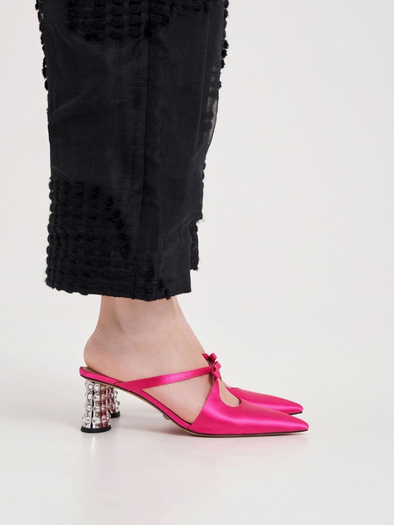 Mules Charles & Keith Bow Crossover Gem-Embellished Roz | 319FHZRUG