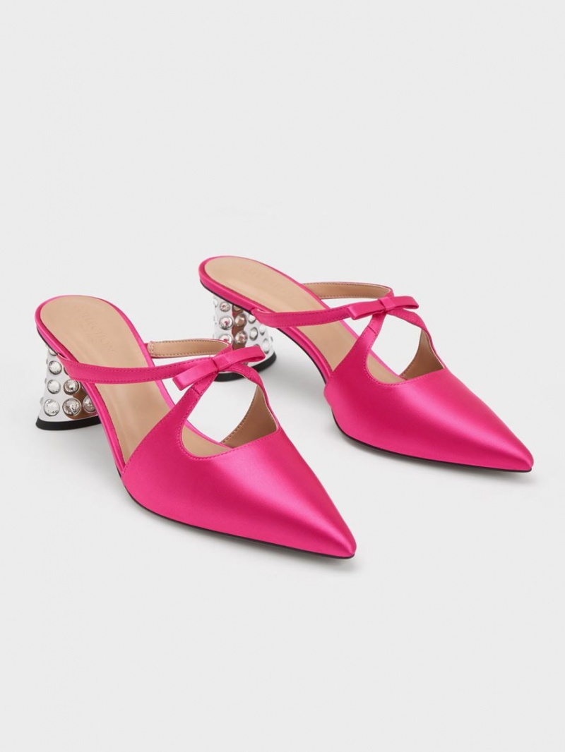 Mules Charles & Keith Bow Crossover Gem-Embellished Roz | 319FHZRUG