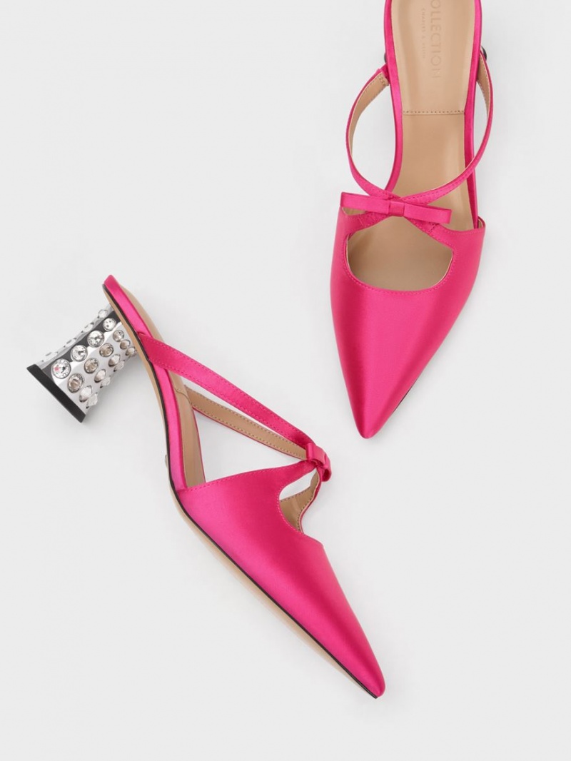 Mules Charles & Keith Bow Crossover Gem-Embellished Roz | 319FHZRUG