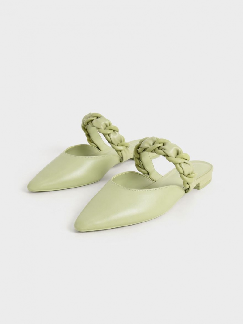 Mules Charles & Keith Braided Chain-Link Plati Verzi | 103KBCSEL
