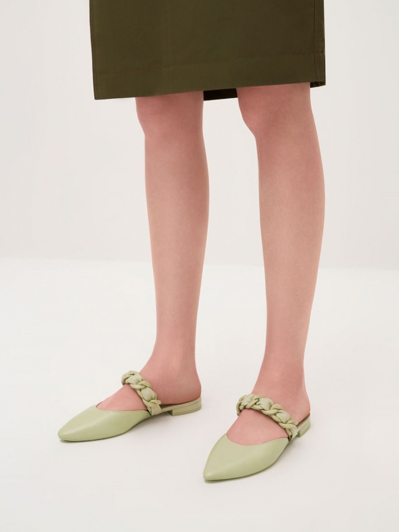 Mules Charles & Keith Braided Chain-Link Plati Verzi | 103KBCSEL