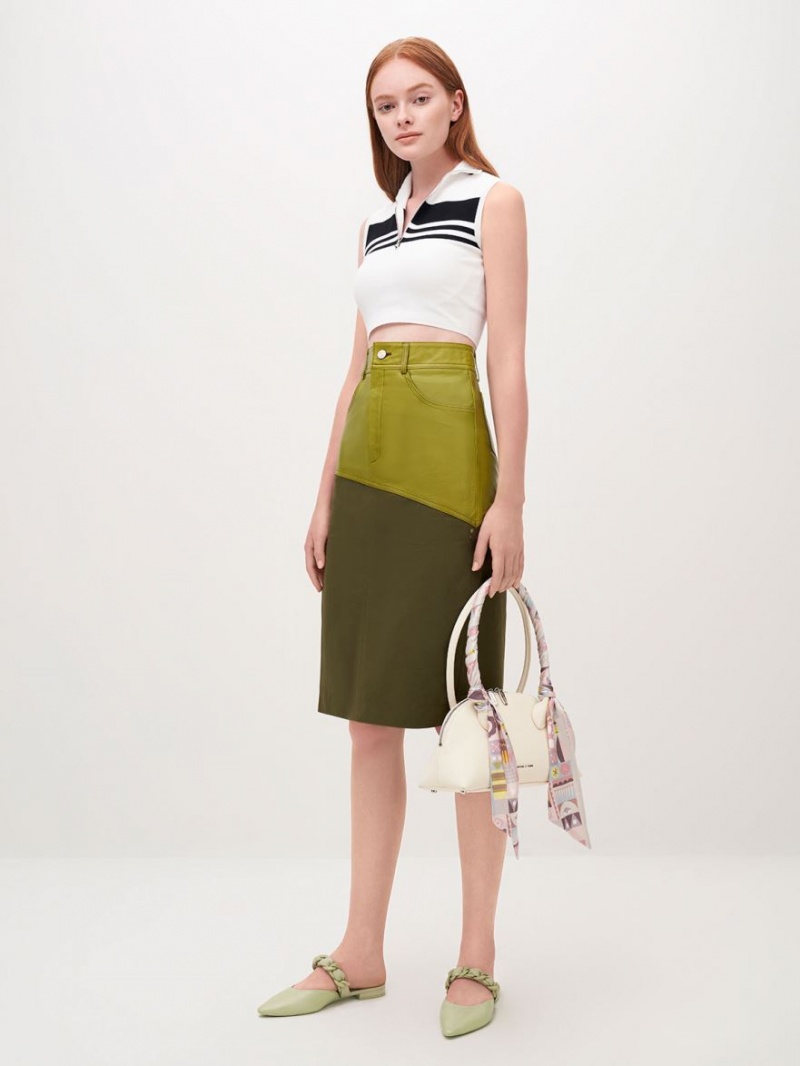 Mules Charles & Keith Braided Chain-Link Plati Verzi | 103KBCSEL