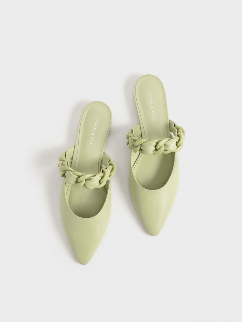 Mules Charles & Keith Braided Chain-Link Plati Verzi | 103KBCSEL