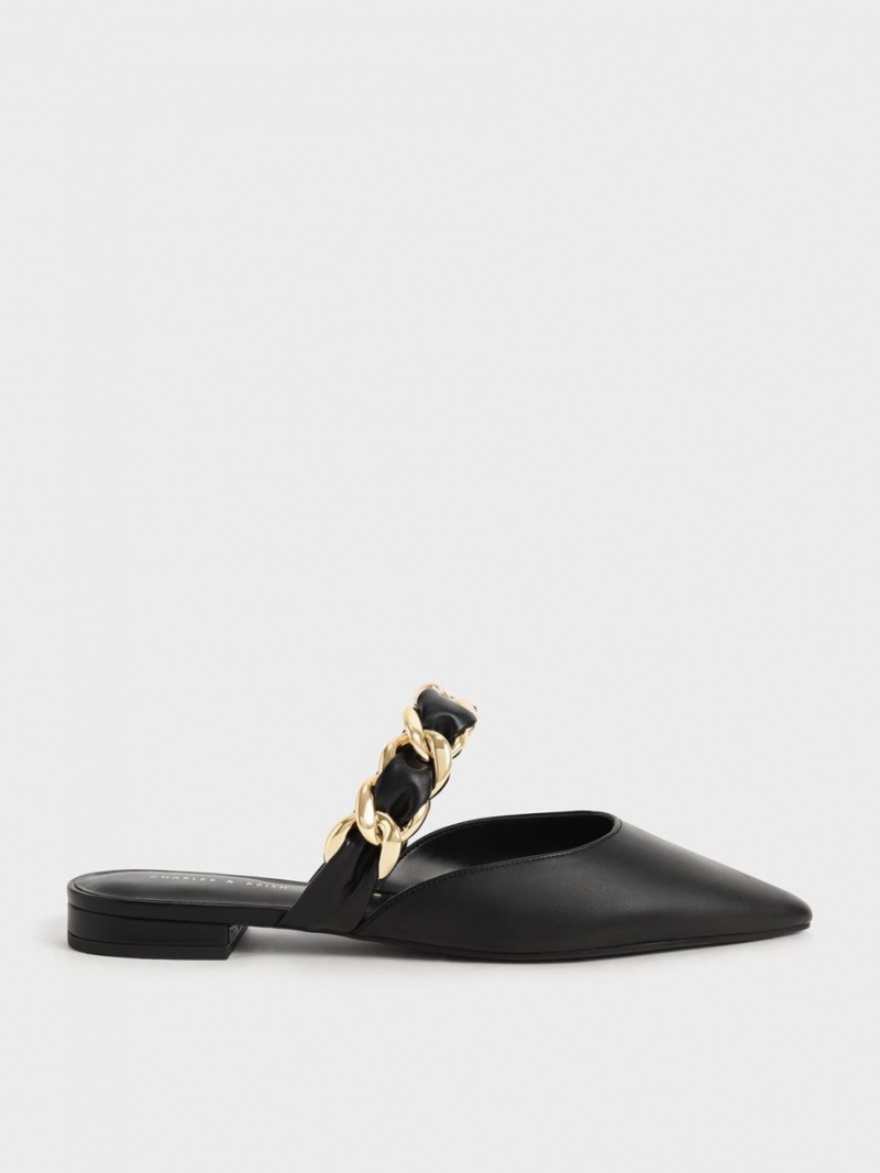 Mules Charles & Keith Braided Chain-Link Plati Negrii | 259KVEABX