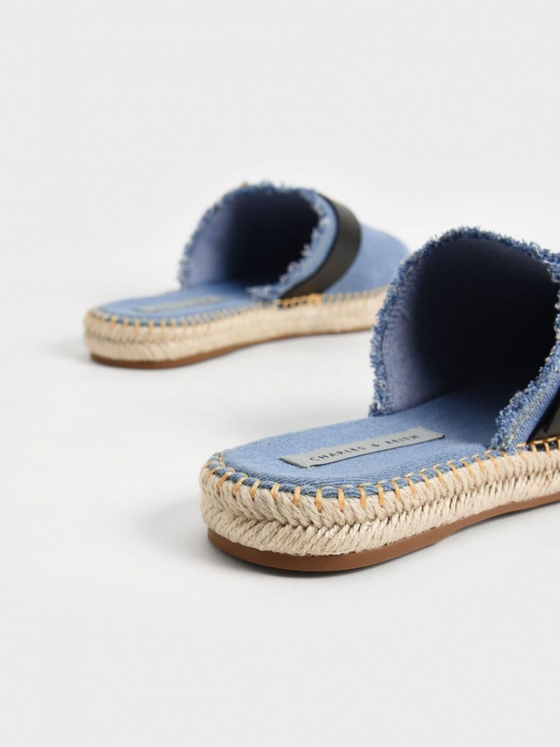 Mules Charles & Keith Buckled Denim Espadrile Albastri | 142RMSKUP