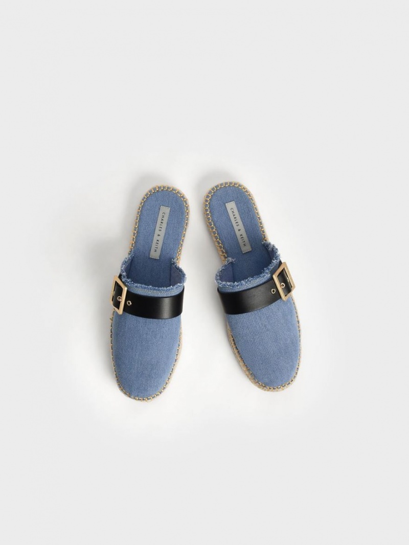 Mules Charles & Keith Buckled Denim Espadrile Albastri | 142RMSKUP