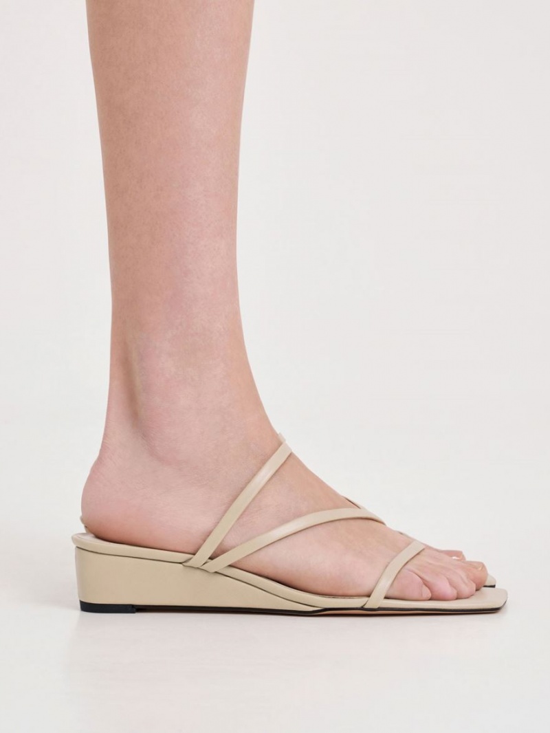 Mules Charles & Keith Cu Bretele Wedge Bej | 897LNOETI