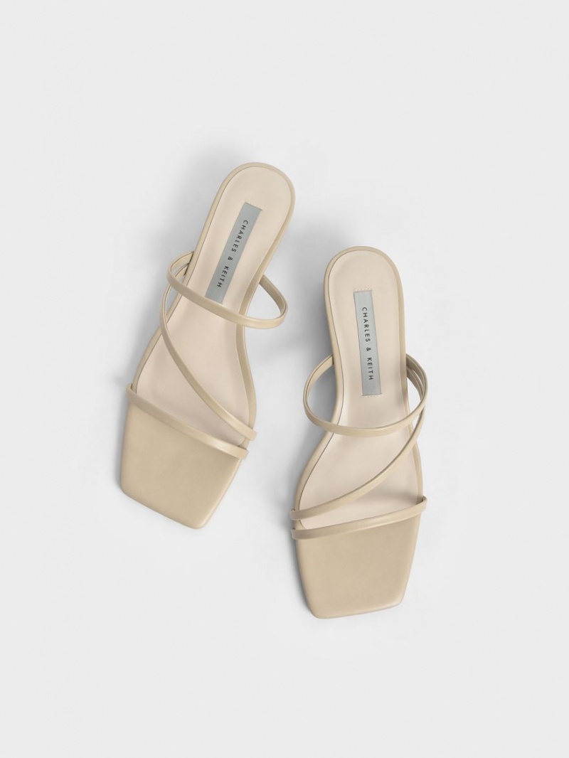 Mules Charles & Keith Cu Bretele Wedge Bej | 897LNOETI