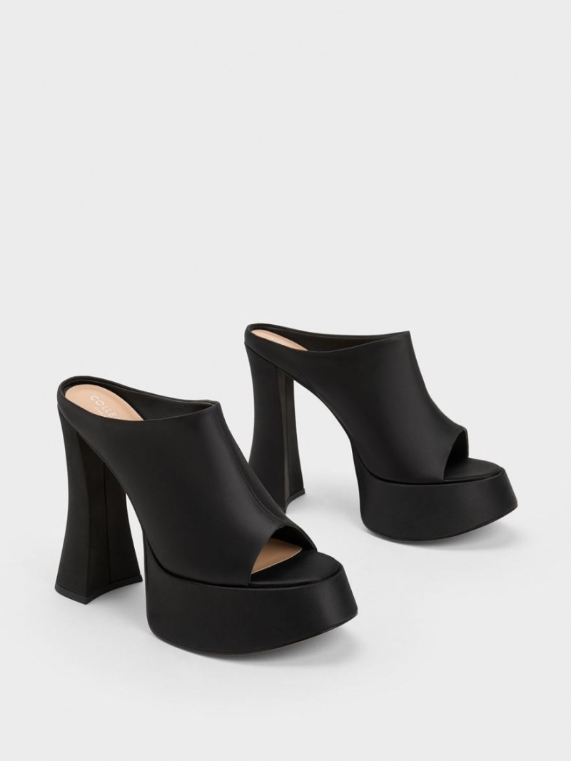 Mules Charles & Keith Delphine Recycled Polyester Platforma Negrii | 283GOJYWU