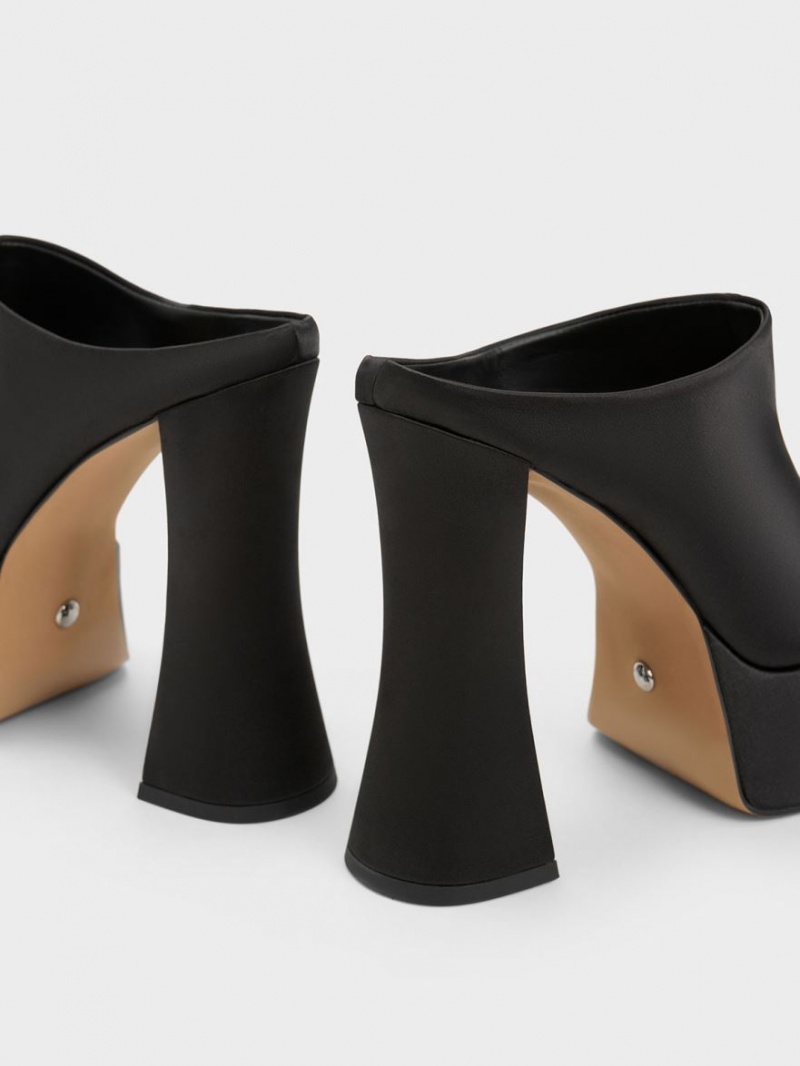Mules Charles & Keith Delphine Recycled Polyester Platforma Negrii | 283GOJYWU