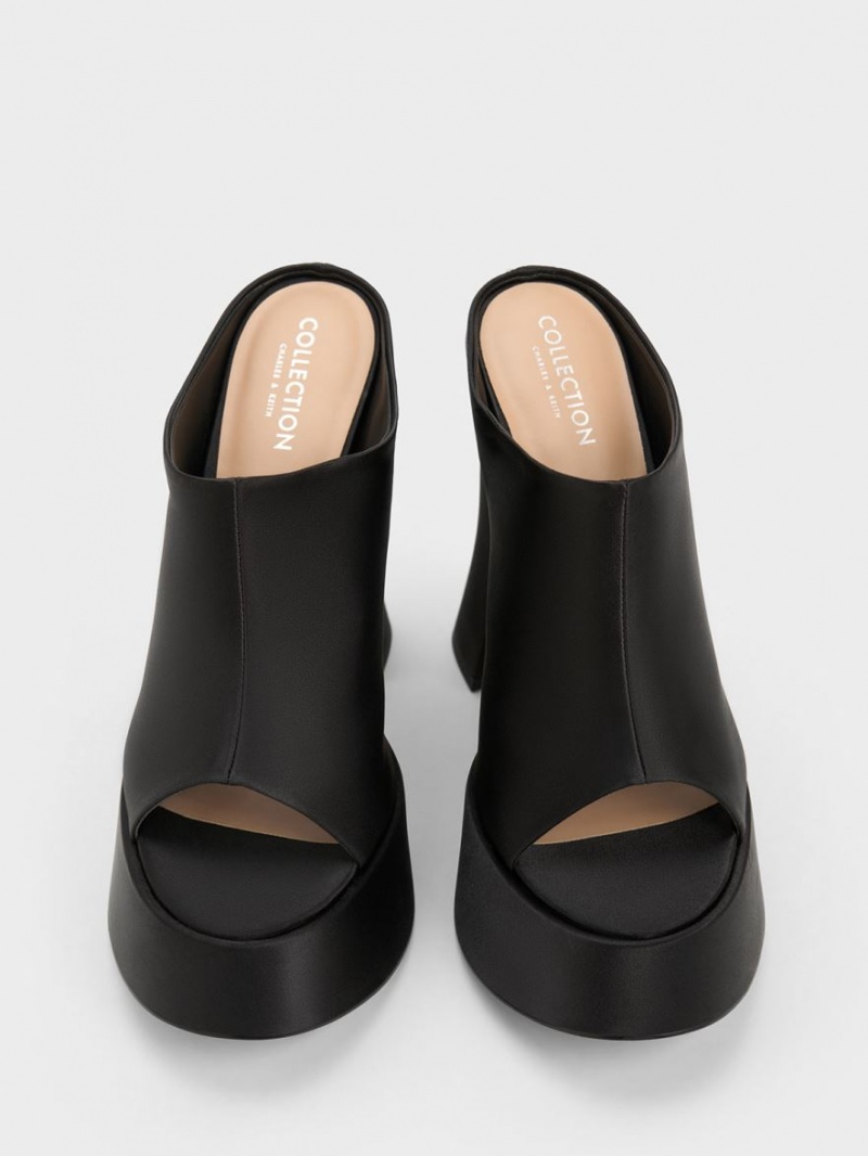 Mules Charles & Keith Delphine Recycled Polyester Platforma Negrii | 283GOJYWU