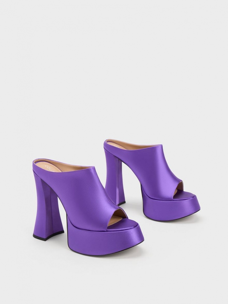 Mules Charles & Keith Delphine Recycled Polyester Platforma Violet | 730YNRBUF