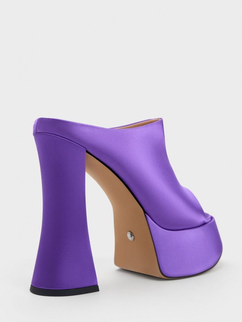 Mules Charles & Keith Delphine Recycled Polyester Platforma Violet | 730YNRBUF