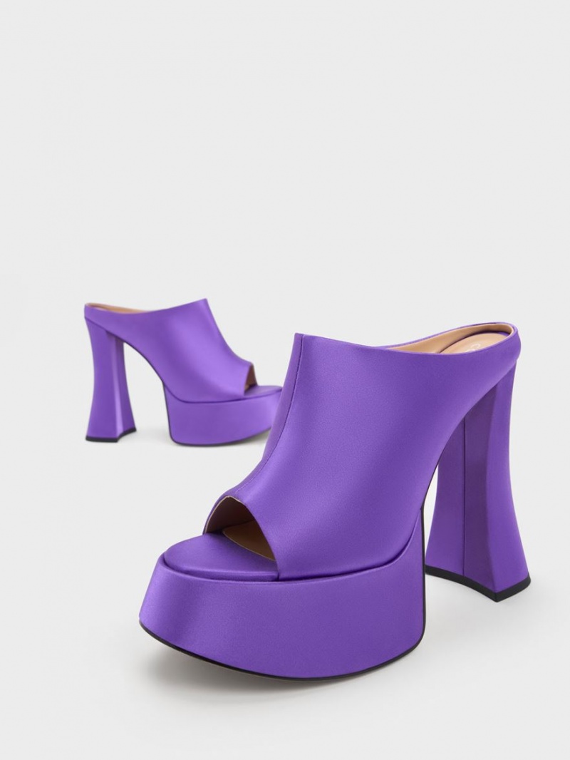 Mules Charles & Keith Delphine Recycled Polyester Platforma Violet | 730YNRBUF