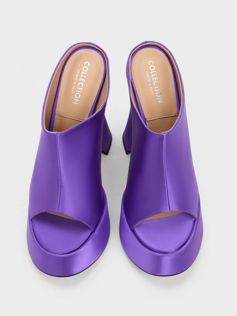 Mules Charles & Keith Delphine Recycled Polyester Platforma Violet | 730YNRBUF