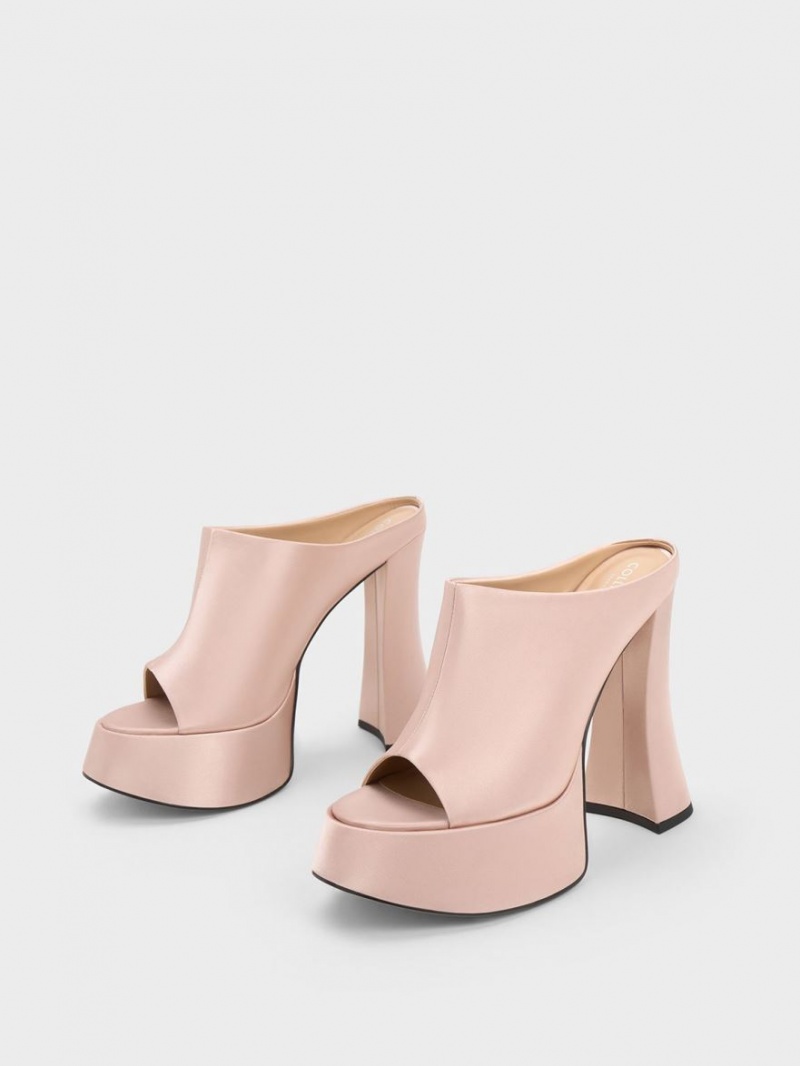 Mules Charles & Keith Delphine Recycled Polyester Platforma Roz | 815VWOPLR