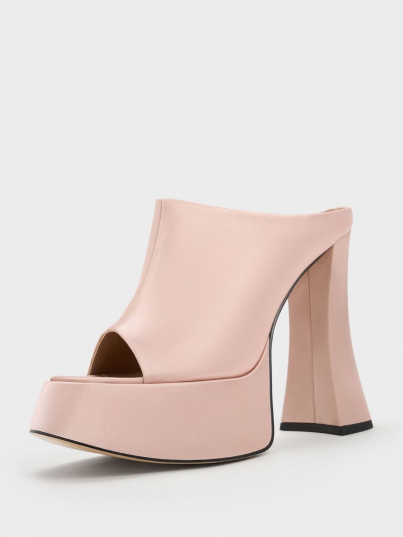 Mules Charles & Keith Delphine Recycled Polyester Platforma Roz | 815VWOPLR