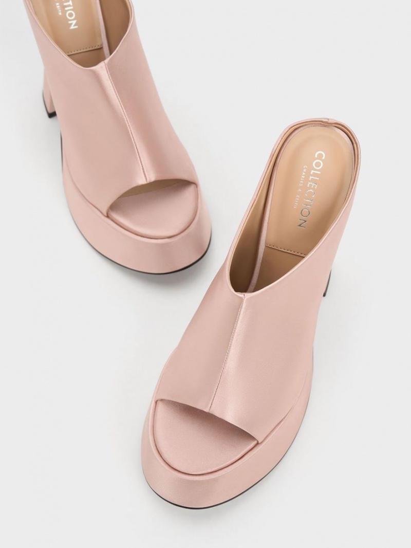 Mules Charles & Keith Delphine Recycled Polyester Platforma Roz | 815VWOPLR