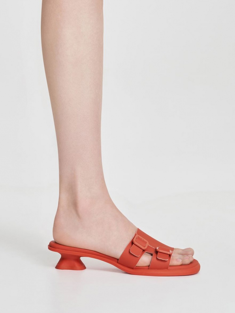 Mules Charles & Keith Double Cu Catarama Sculptural Portocalii | 174ISKAVQ