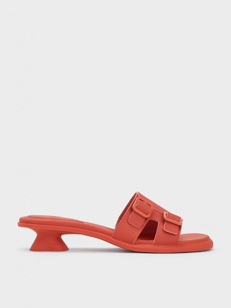 Mules Charles & Keith Double Cu Catarama Sculptural Portocalii | 174ISKAVQ