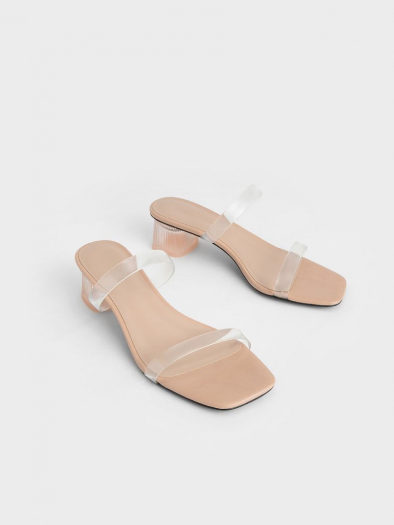 Mules Charles & Keith Double Curea See-Through Bej | 278RCAFTU