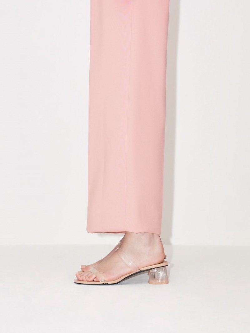 Mules Charles & Keith Double Curea See-Through Bej | 278RCAFTU
