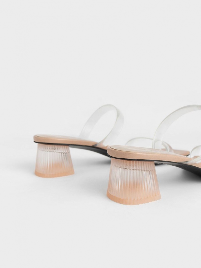 Mules Charles & Keith Double Curea See-Through Bej | 278RCAFTU