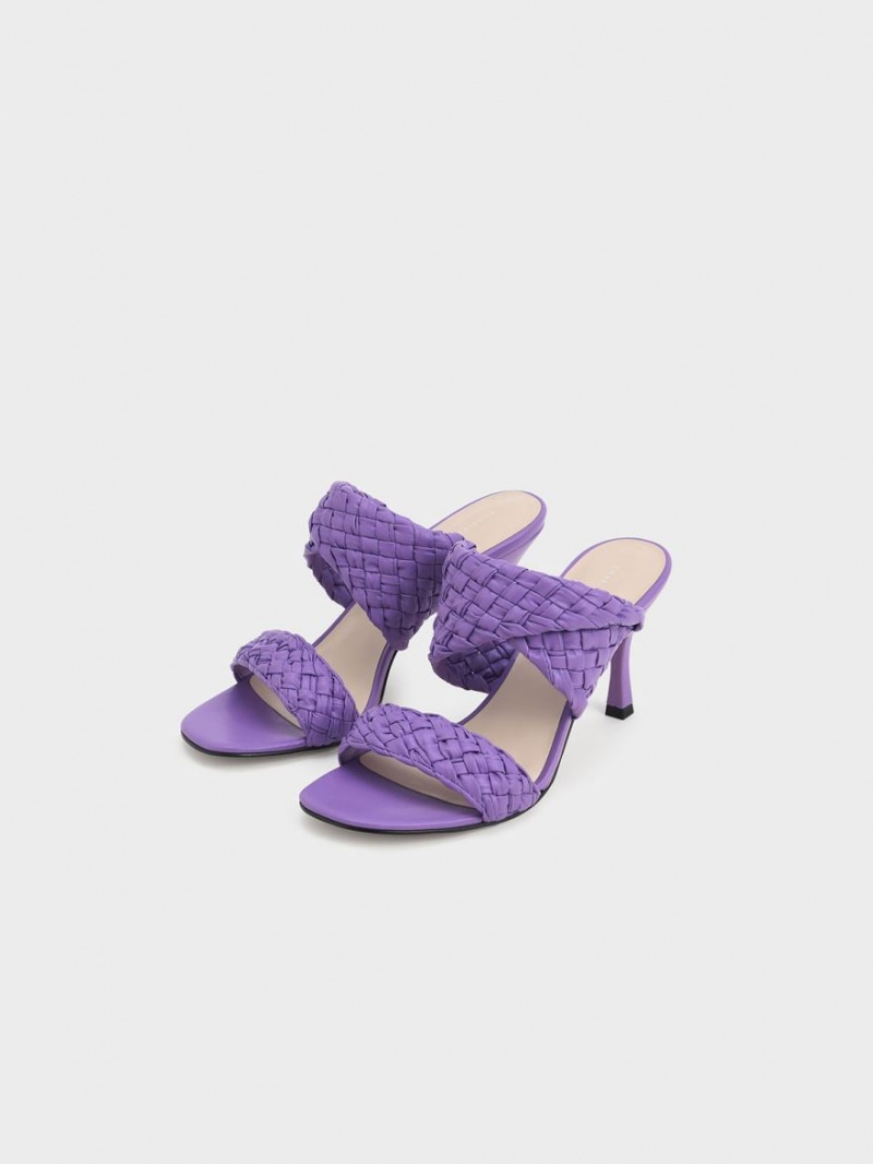 Mules Charles & Keith Double Curea Woven Toc Violet | 937AOSEFG