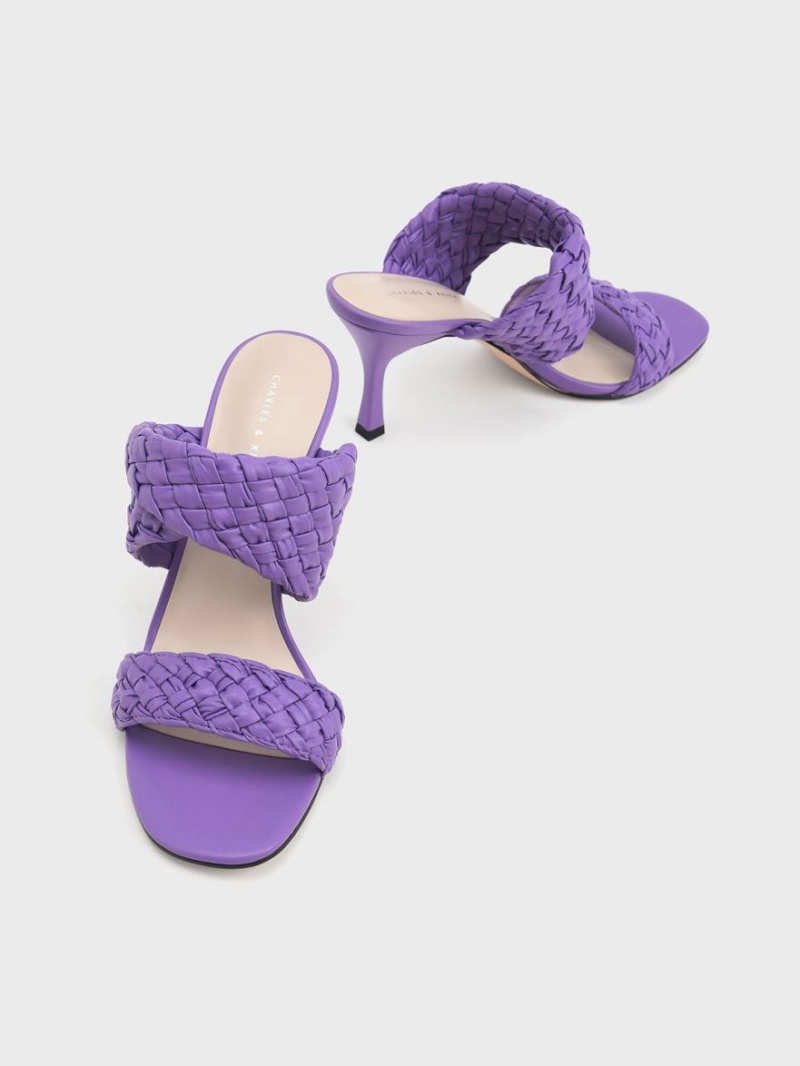 Mules Charles & Keith Double Curea Woven Toc Violet | 937AOSEFG