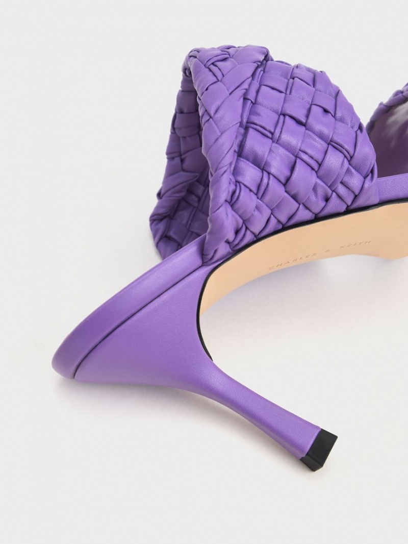 Mules Charles & Keith Double Curea Woven Toc Violet | 937AOSEFG