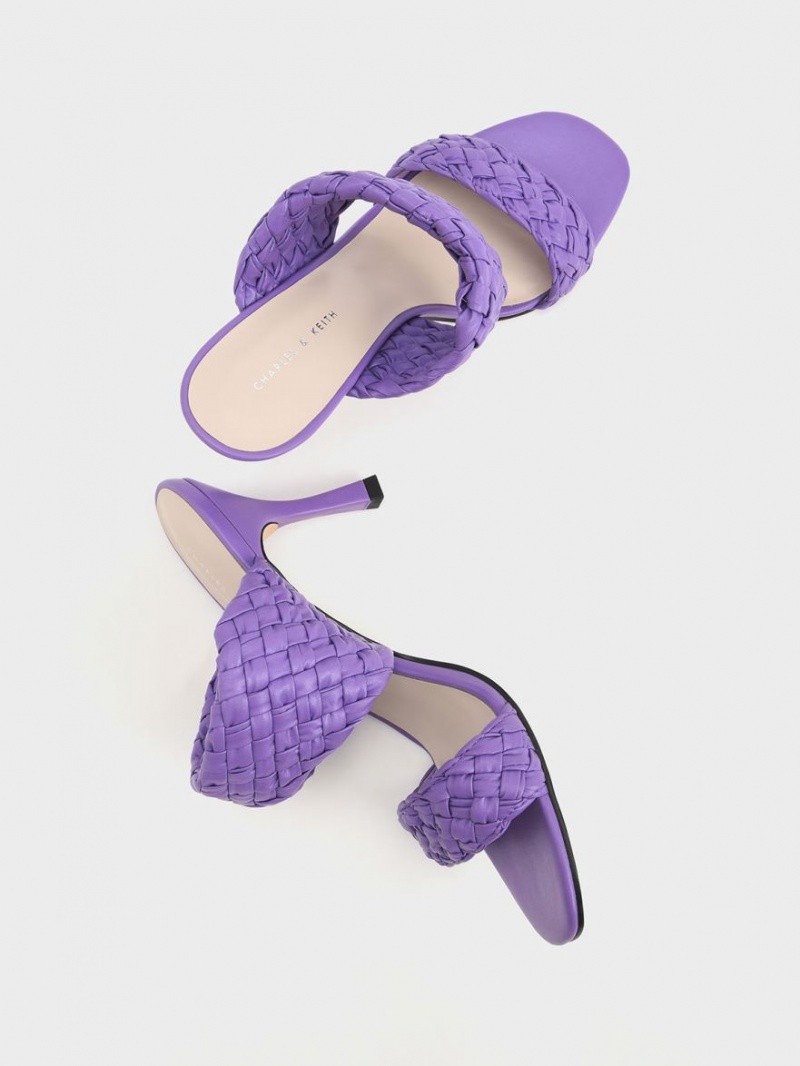 Mules Charles & Keith Double Curea Woven Toc Violet | 937AOSEFG